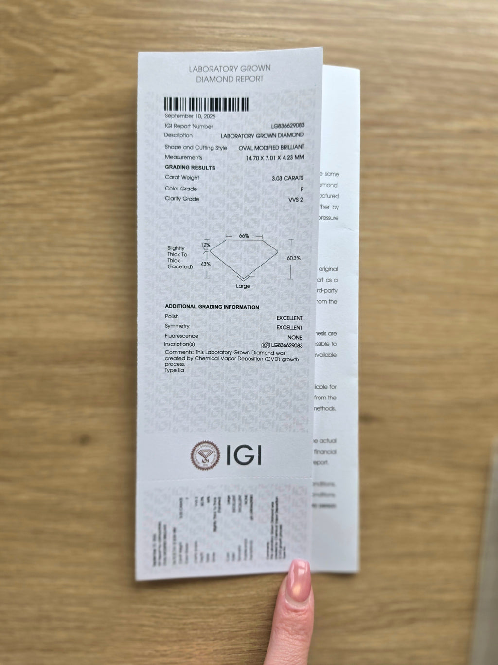 3.03ct Elongated Oval Lab-Grown Diamond