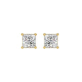 4-Prong Princess Stud Earrings - Yellow & White Gold - Lab Grown